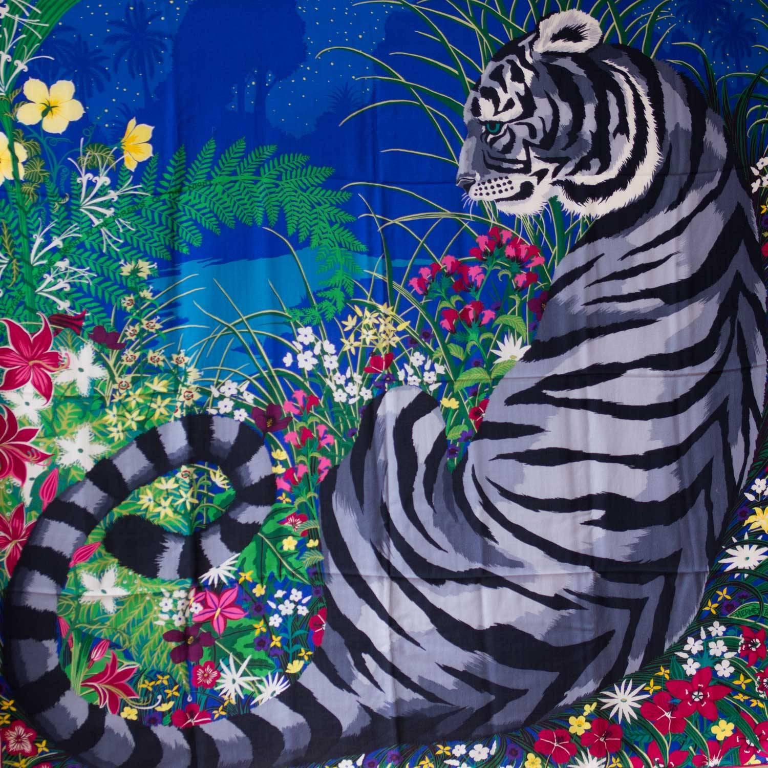 Hermes Chale Cachemire TYGER  green grey 2015