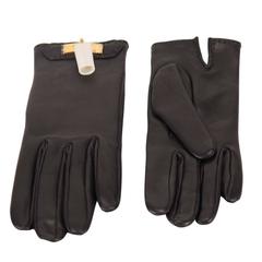 HERMES Gloves Woman SOYA Size 6 Black Gold Hardware 2015.