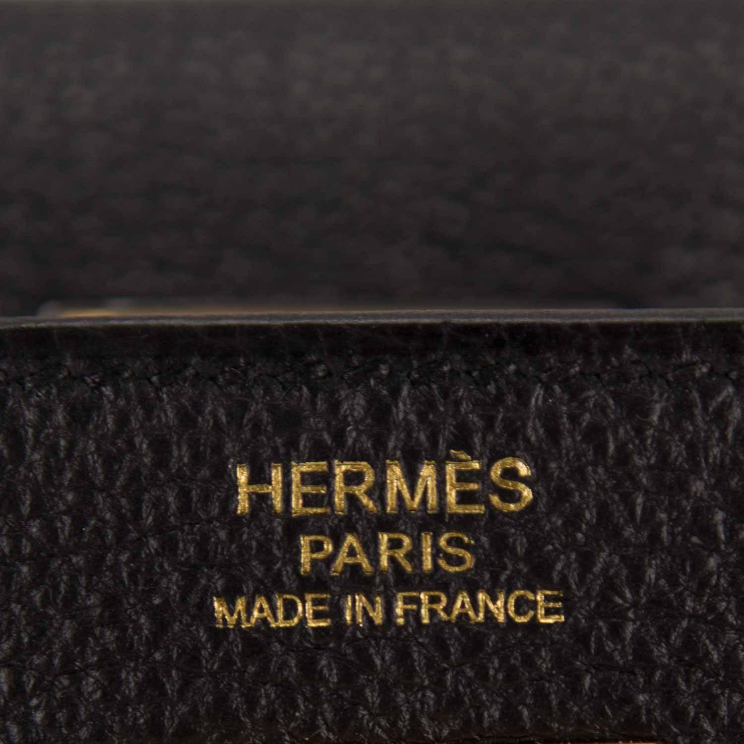 Hermes Kelly 32 Bicolor Black Brown Ardennes Leather  