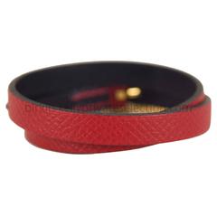 Hermes BRACELET CUIR BEHAPI Leather Epsom Red Gold Hardware 2015.