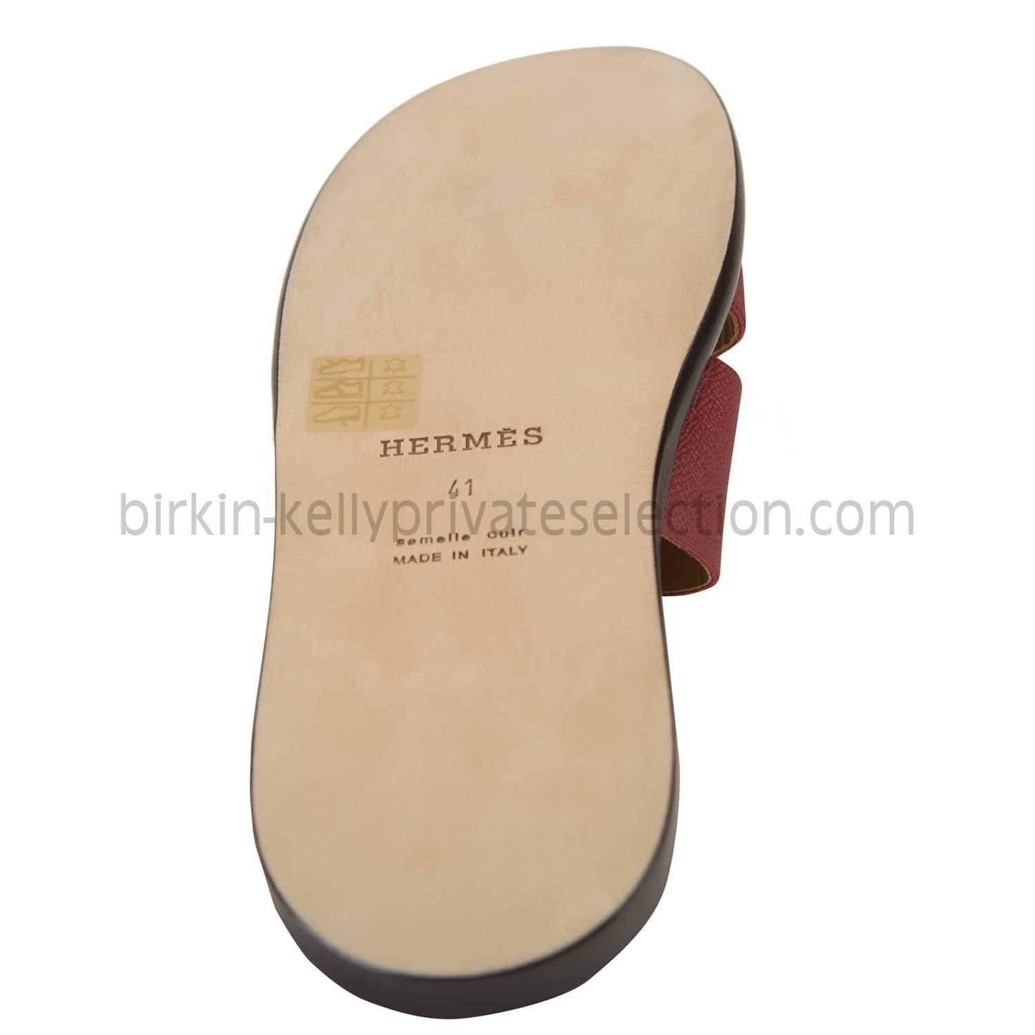 HERMES SANDALS IZMIR Epsom leather 41 Red 2015. In New Condition In Miami, FL