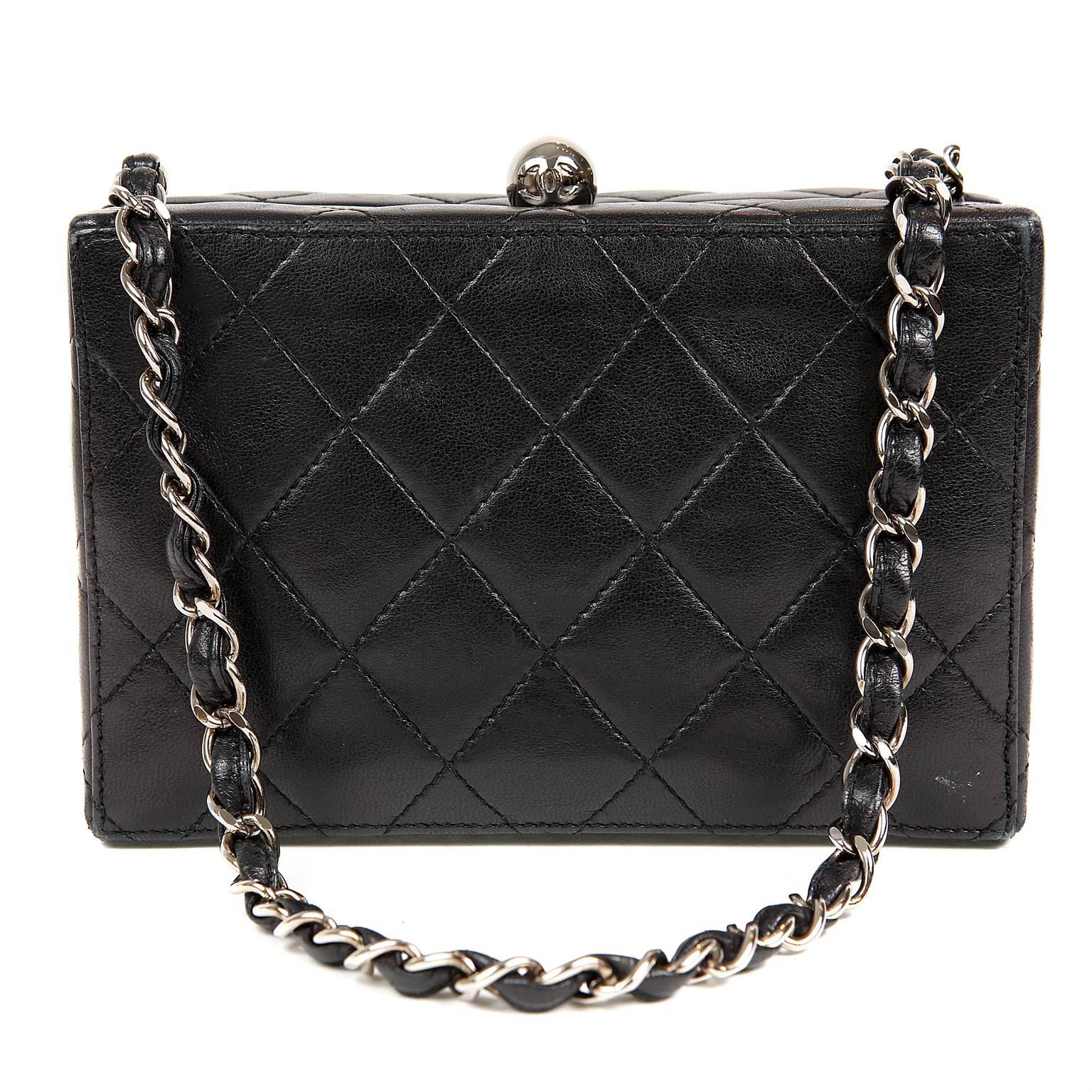 Chanel Black Quilted Leather Mini Box Bag For Sale