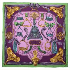 Hermès Purple Etriers Shawl Scarf