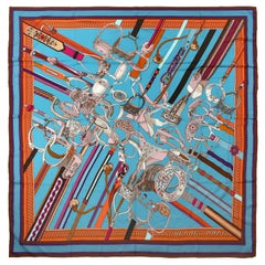 Hermès Turquoise Concours d’etriers Cashmere and Silk Shawl