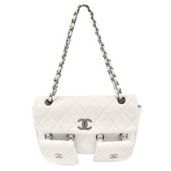 Chanel White Lambskin Two Pocket Day Bag