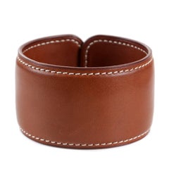 Hermes Brown Leather Cuff Bracelet