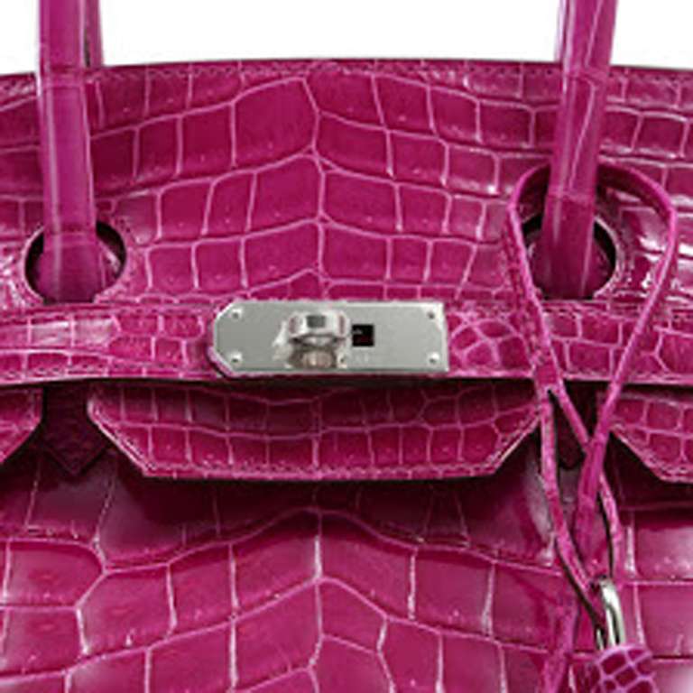 Hermes Birkin Bag Porosus Rose Sherezade In Excellent Condition For Sale In Malibu, CA