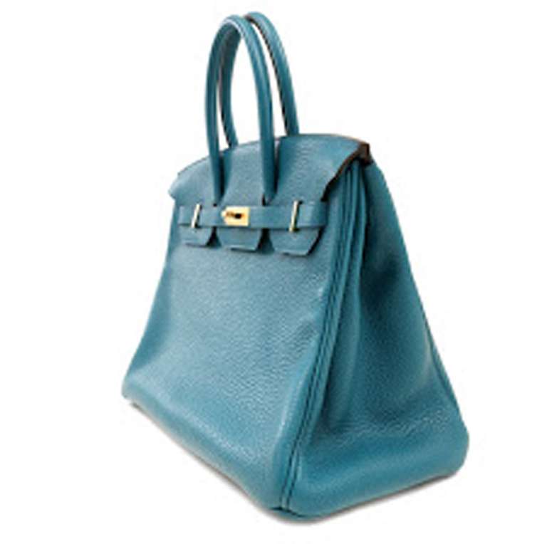 Women's Hermes Blue Izmir and Gold Hardware Togo Birkin Bag - 35cm