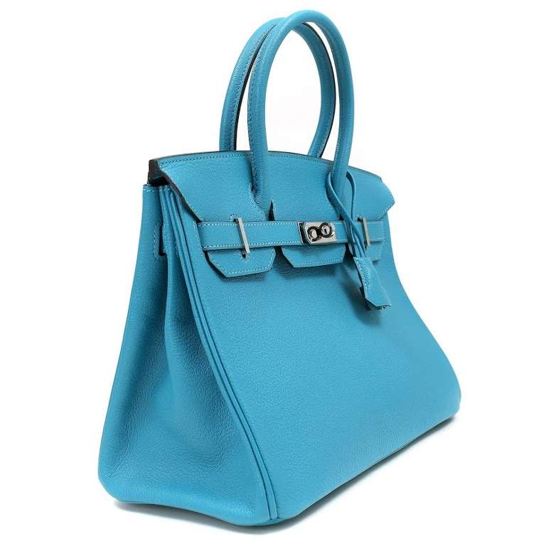 One Hermes Birkin Turquoise Chevre Bag from 2005. This bag is 30cm.