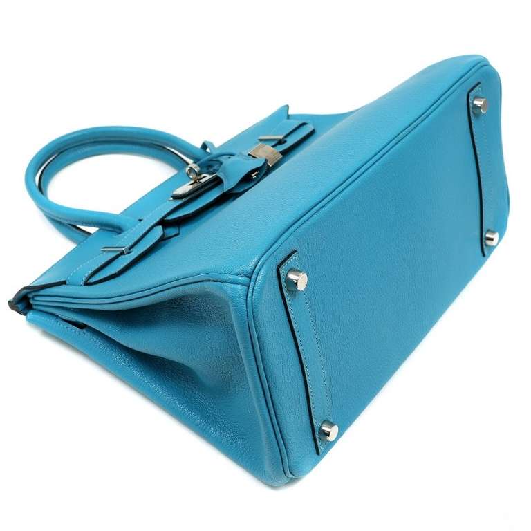 Hermes Birkin Turquoise Chevre Bag In Excellent Condition In Malibu, CA
