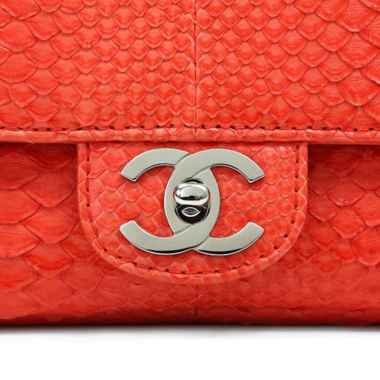 Chanel Python Coral Bag In New Condition In Malibu, CA