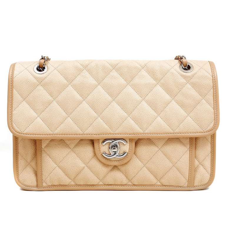 Women's Chanel Beige Caviar Flap Bag