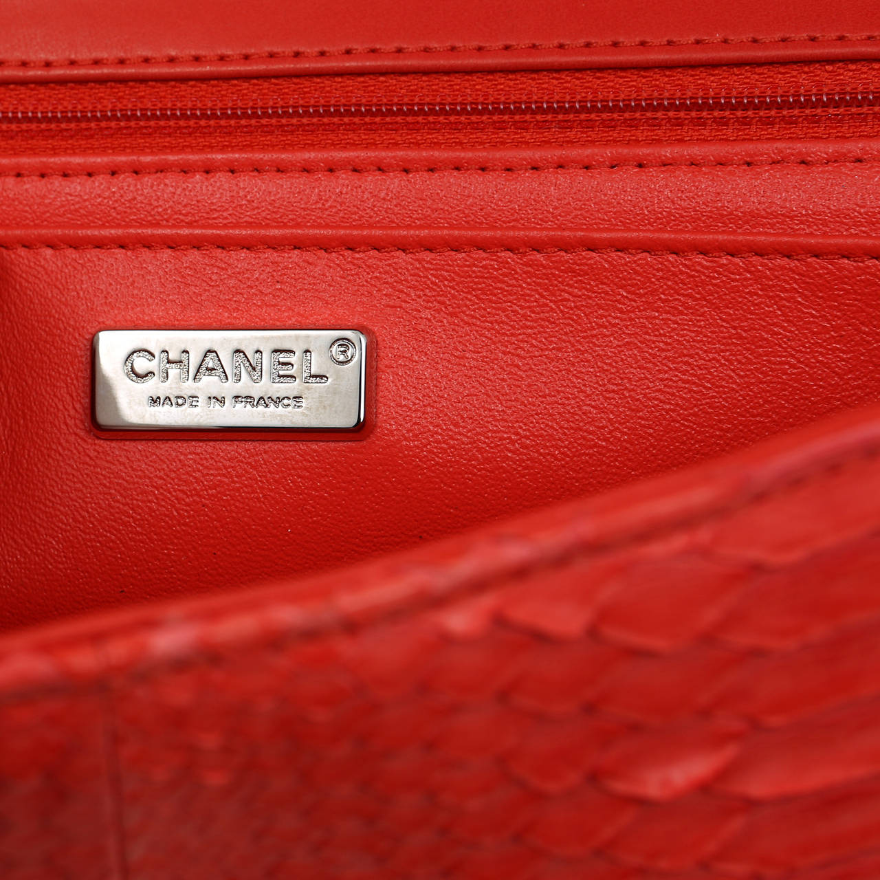 Chanel Python Classic Flap Bag CORAL with silver hardware 1