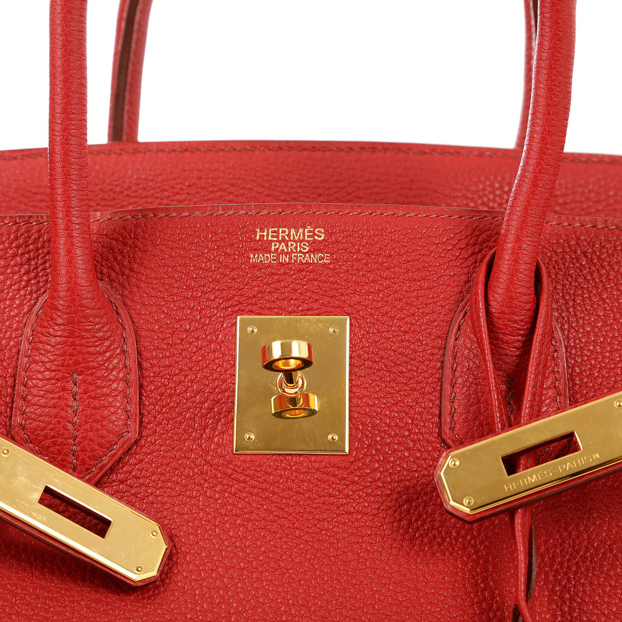 Hermes Red Leather 35 cm Birkin Bag- RED TOGO with GOLD hardware ...