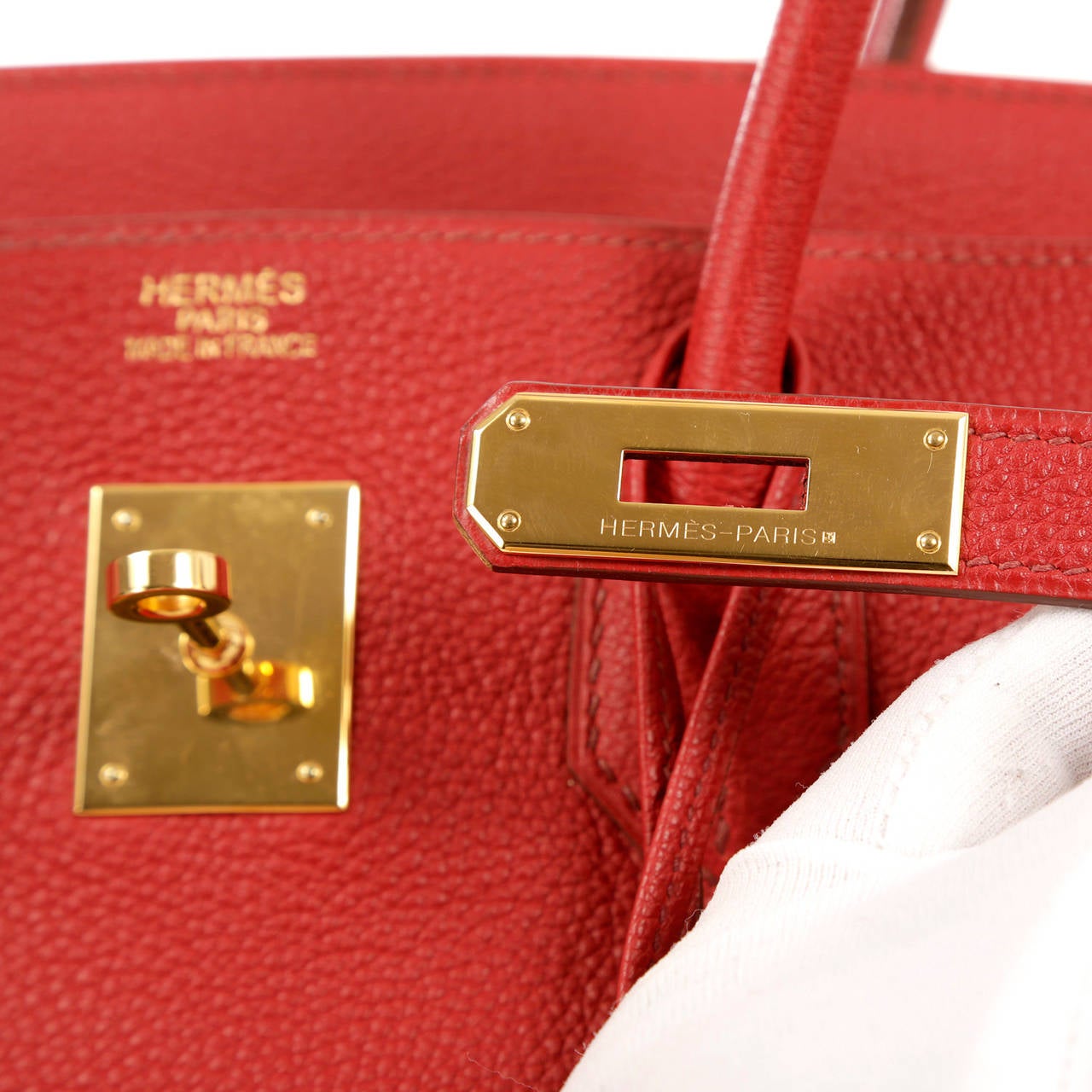 Hermes Red Leather 35 cm Birkin Bag- RED TOGO with GOLD hardware ...