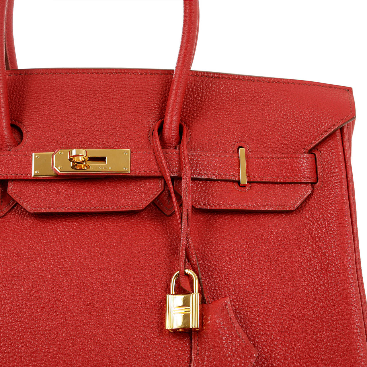 Hermes Red Leather 35 cm Birkin Bag-  RED TOGO with GOLD hardware In Excellent Condition In Malibu, CA