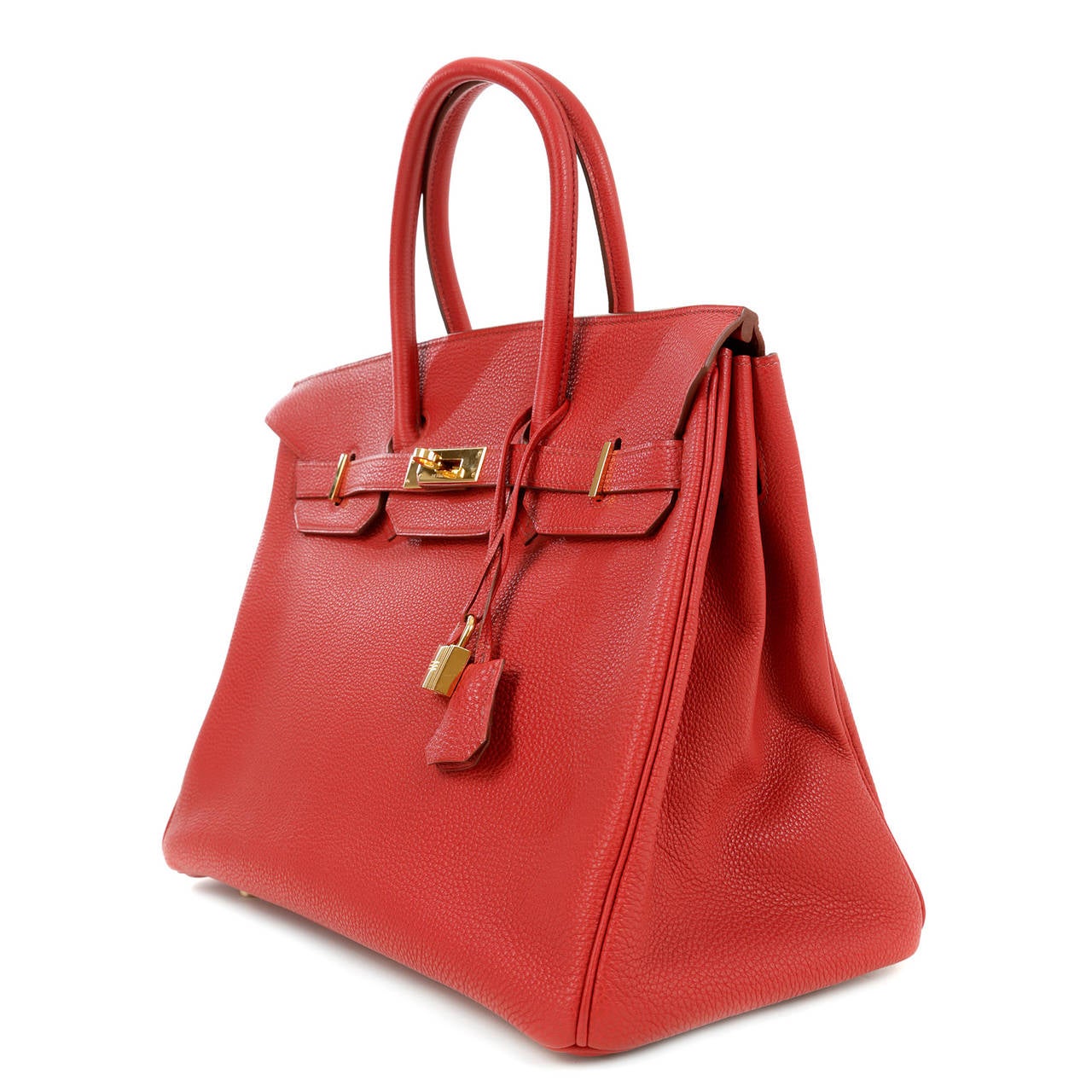 Hermes Red Leather 35 cm Birkin Bag- RED TOGO with GOLD hardware at 1stdibs