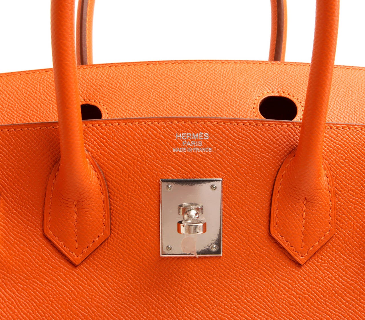 Hermes Orange 30 cm Birkin- Epsom Leather, PHW 2