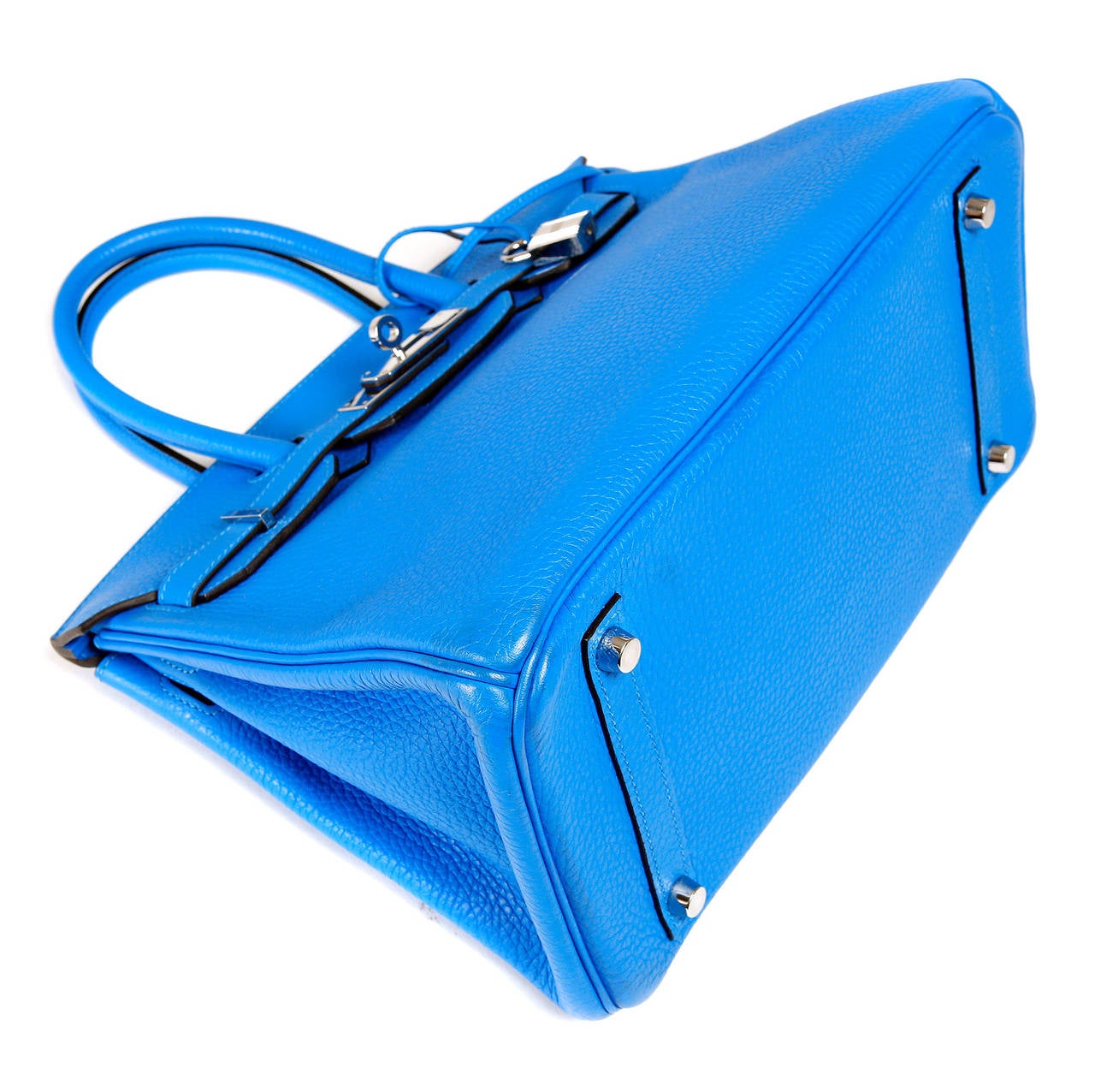 Hermes Blue Hydra Clemence Birkin- 30 cm with Palladium In Excellent Condition In Malibu, CA