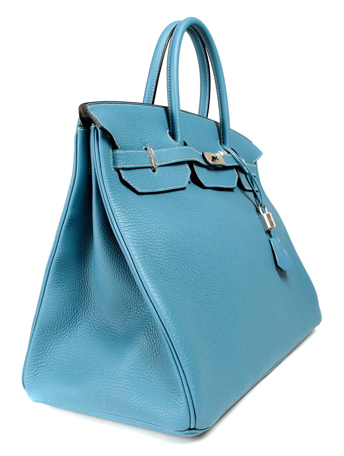 Hermes Blue Jean Birkin Bag- 40 cm Togo Leather PHW In New Condition In Malibu, CA