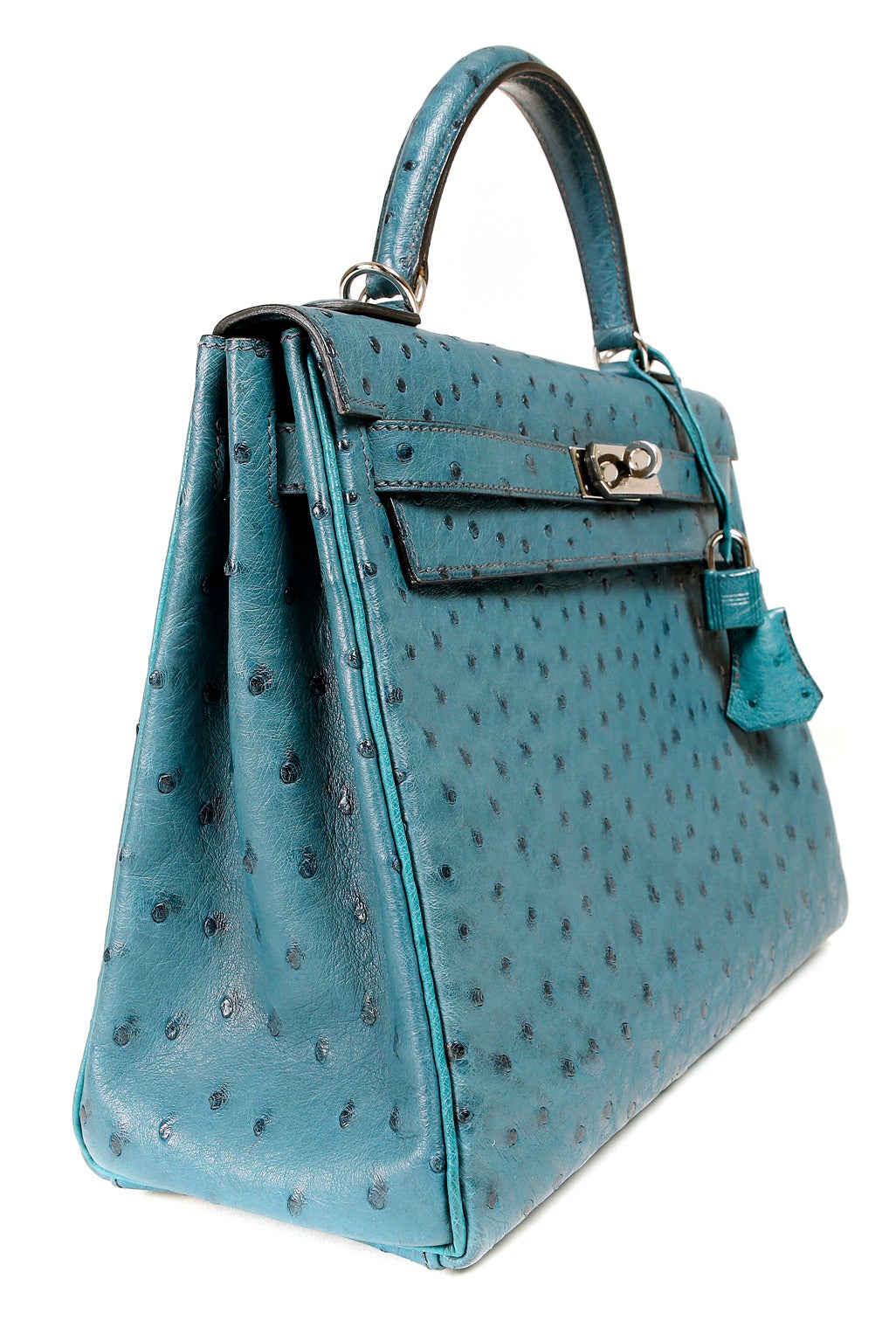 Hermes Blue Roi Ostrich Skin Kelly Bag- 32 cm Palladium Hardware at 1stDibs   hermes bag ostrich skin, ostrich skin birkin bag, ostrich leather hermes  bag