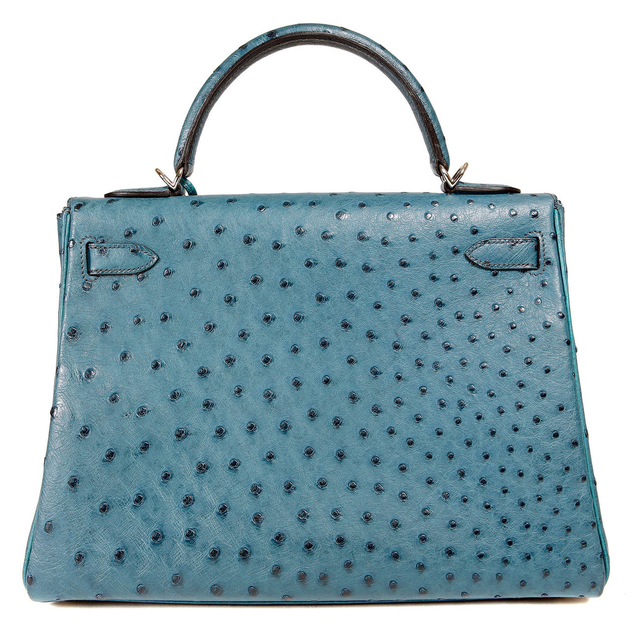 Hermes 25cm Blue Roi Ostrich Birkin Bag with Palladium Hardware