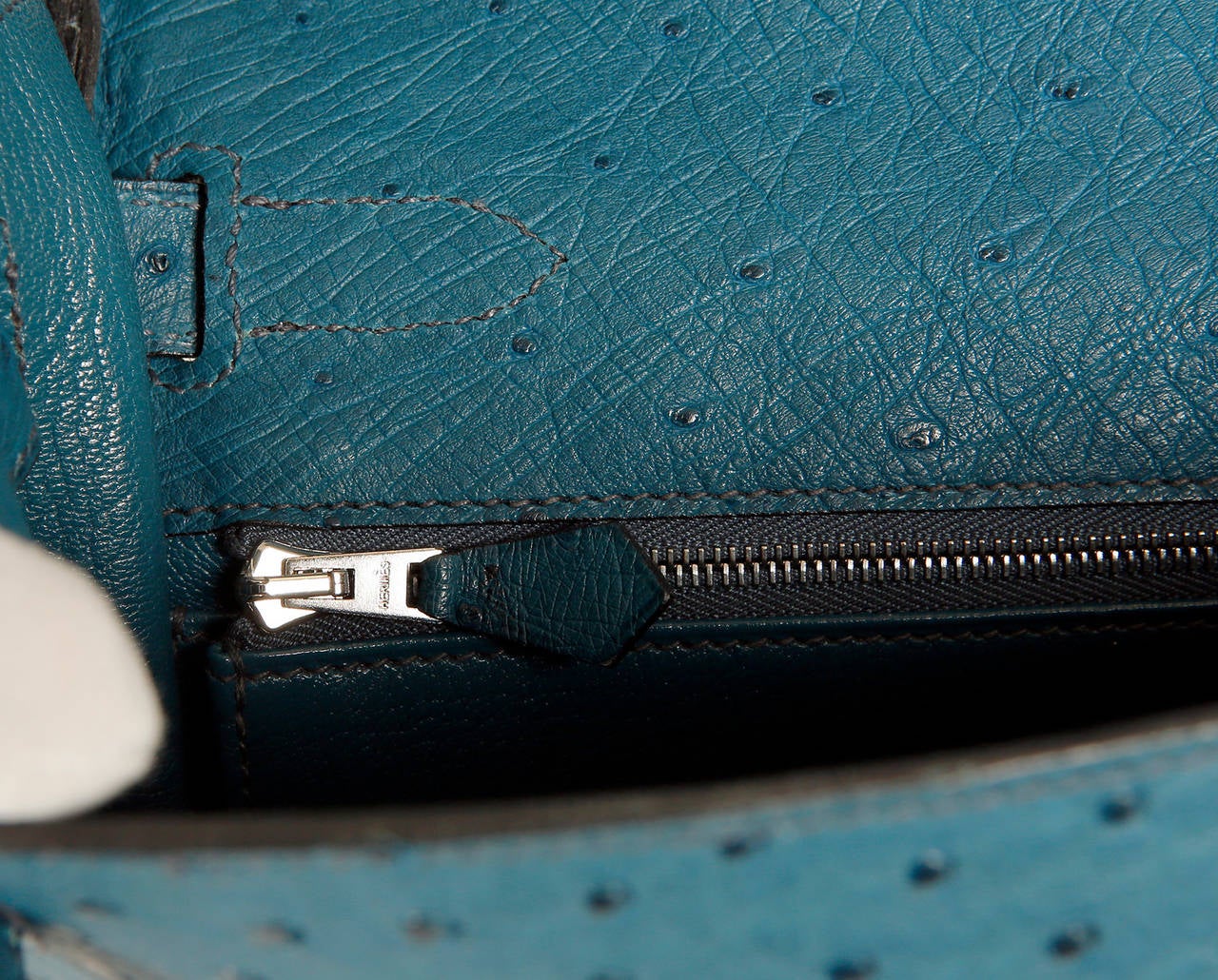 Hermes Blue Roi Ostrich Skin Kelly Bag- 32 cm Palladium Hardware 1