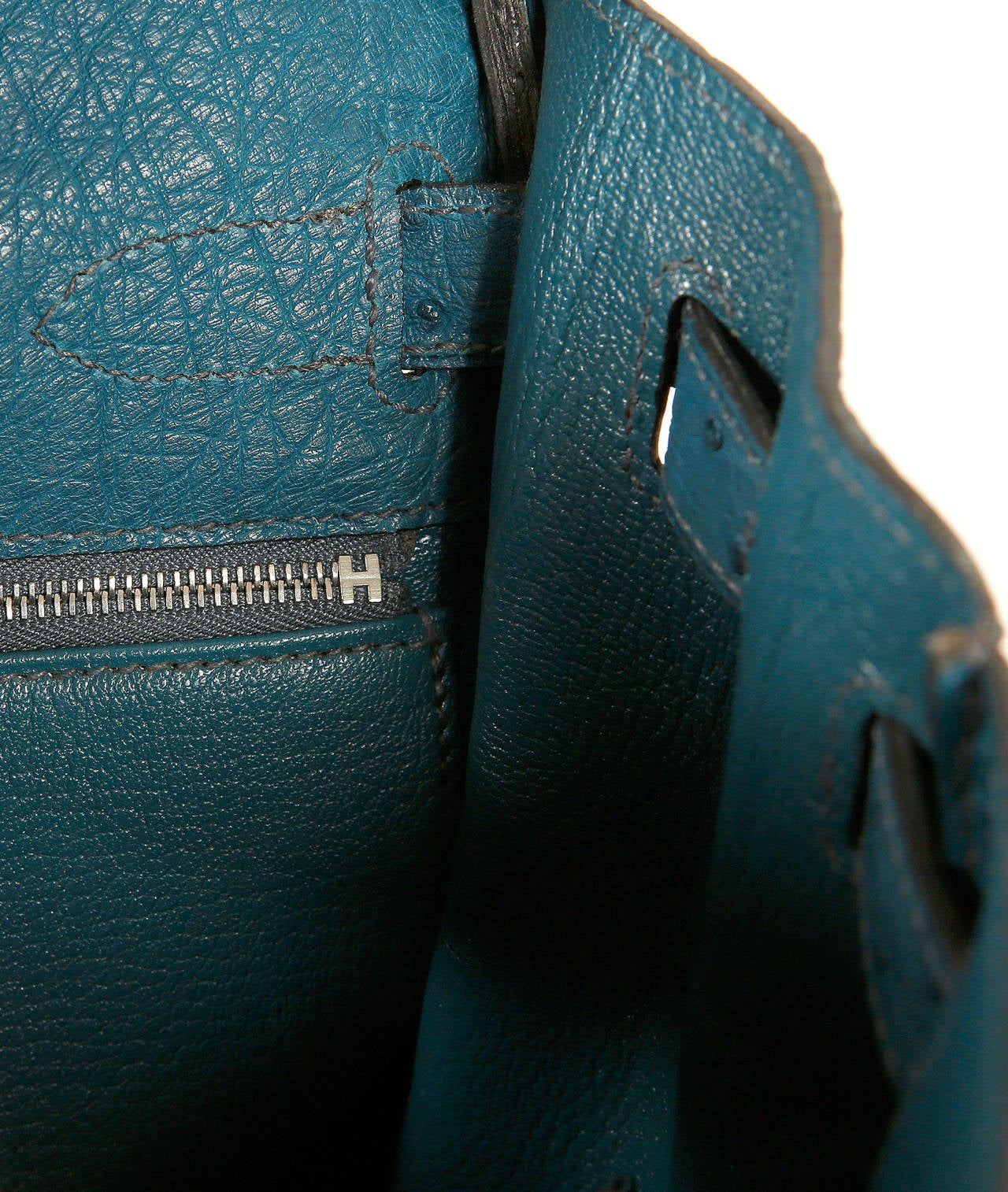 Hermes Blue Roi Ostrich Skin Kelly Bag- 32 cm Palladium Hardware 2