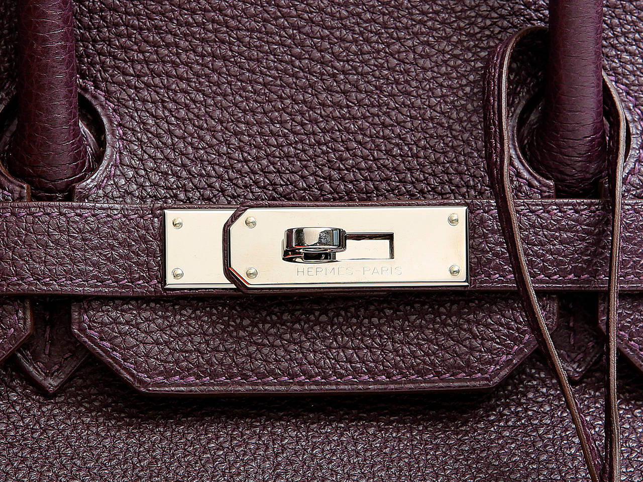 Hermes Togo Leather RAISIN Purple Birkin Bag 35 cm 4