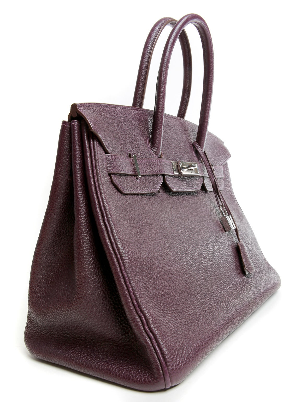 Hermes Togo Leather RAISIN Purple Birkin Bag 35 cm In Excellent Condition In Malibu, CA