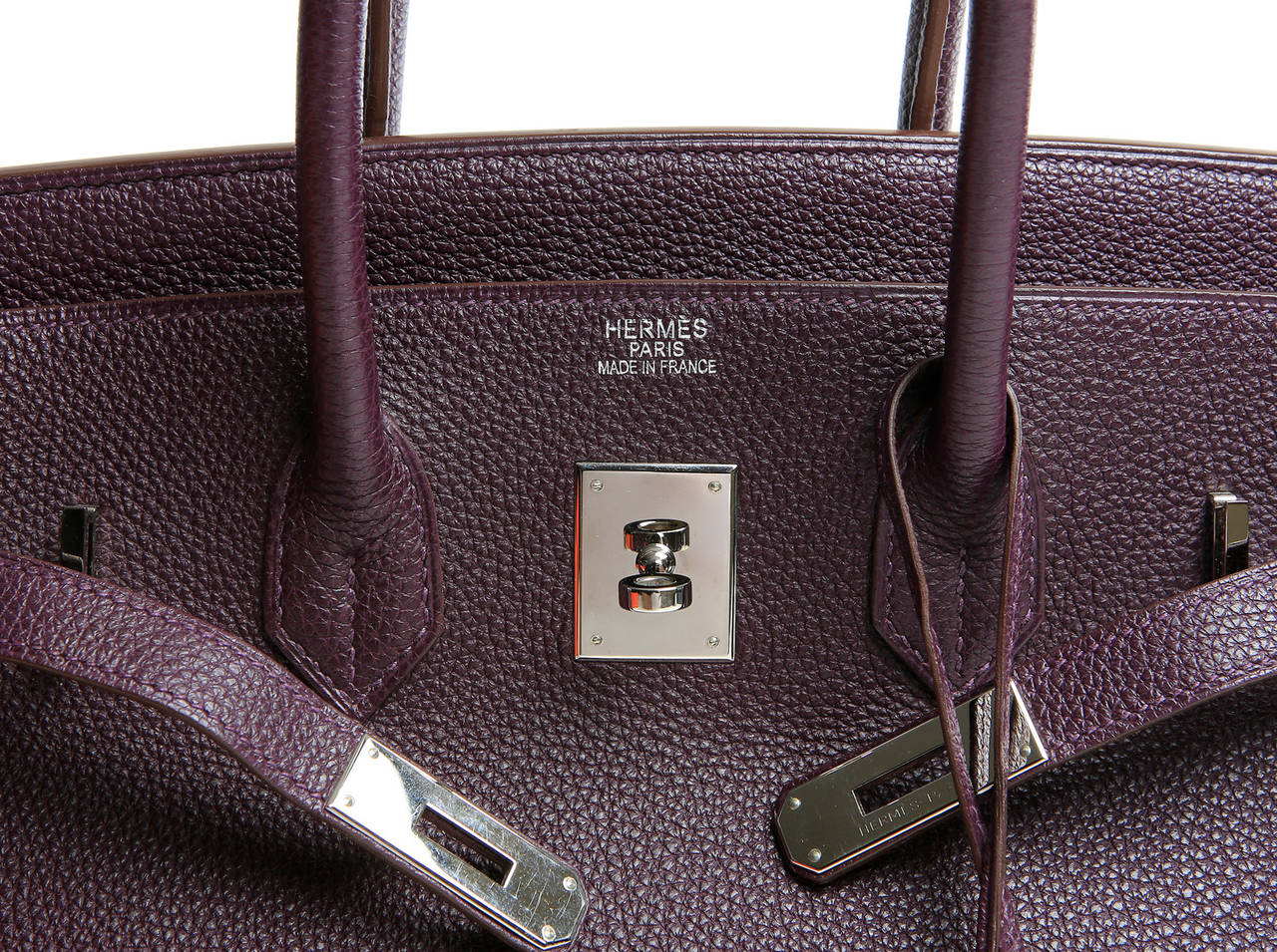 Hermes Togo Leather RAISIN Purple Birkin Bag 35 cm at 1stdibs