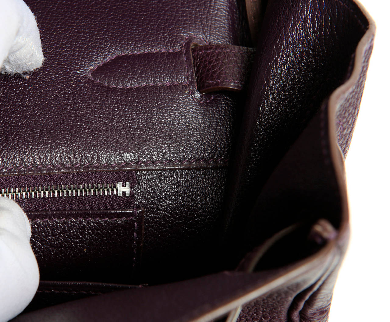 Hermes Togo Leather RAISIN Purple Birkin Bag 35 cm 6