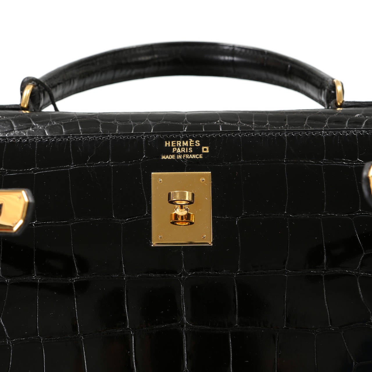 Women's Hermes Black Alligator Kelly Bag- 35cm with Gold