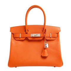 Hermes Orange 30 cm Birkin- Epsom Leather, PHW