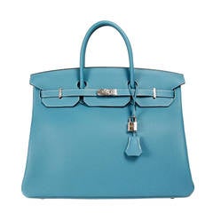 Hermes Blue Jean Birkin Bag- 40 cm Togo Leather PHW