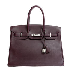 Hermes Togo Leather RAISIN Purple Birkin Bag 35 cm