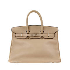 Hermes Etoupe Clemence with Palladium Birkin- 35 cm