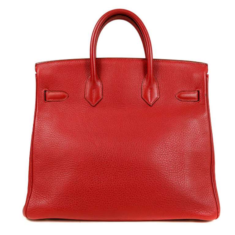 Women's Hermès Birkin HAC 32 CM In Red Clemence With Palladium Hardware