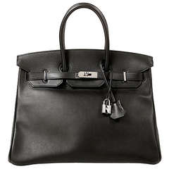 Hermes Black Boxcalf Swift Leather 35cm Birkin Bag