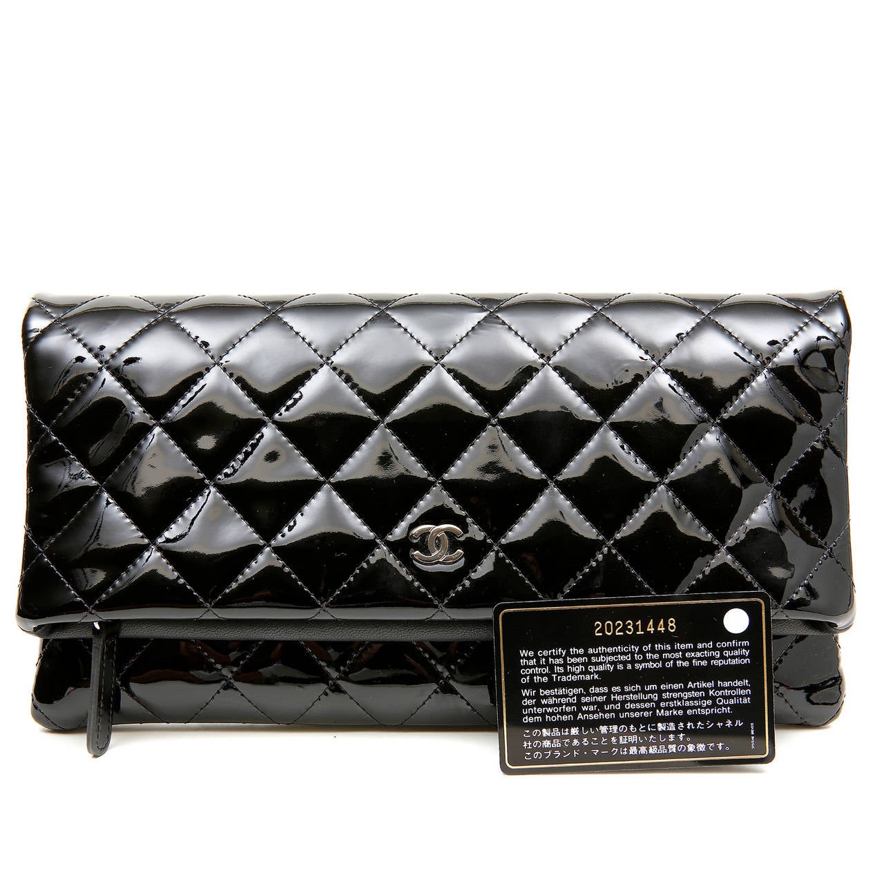 Chanel Black Quilted Patent Leather Clutch 6