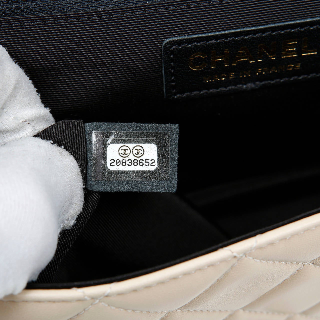 Chanel Beige Leather Black Trim Flap Bag 6