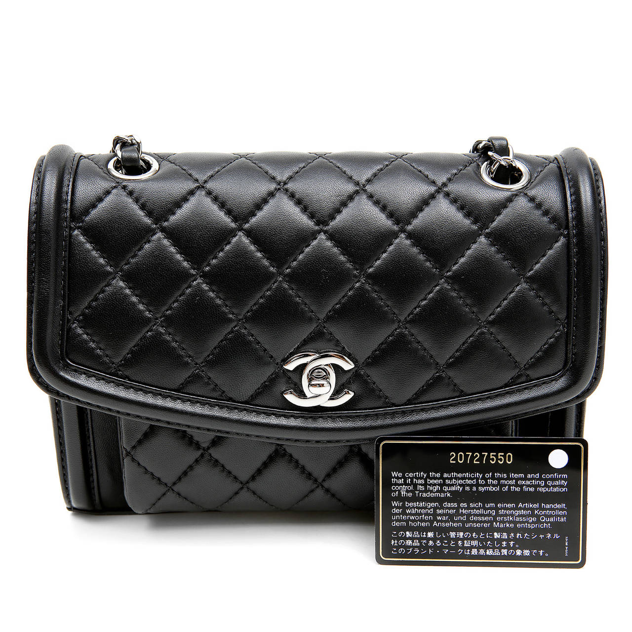 Chanel Black Leather Medium Flap Bag with Silver Hardware 6