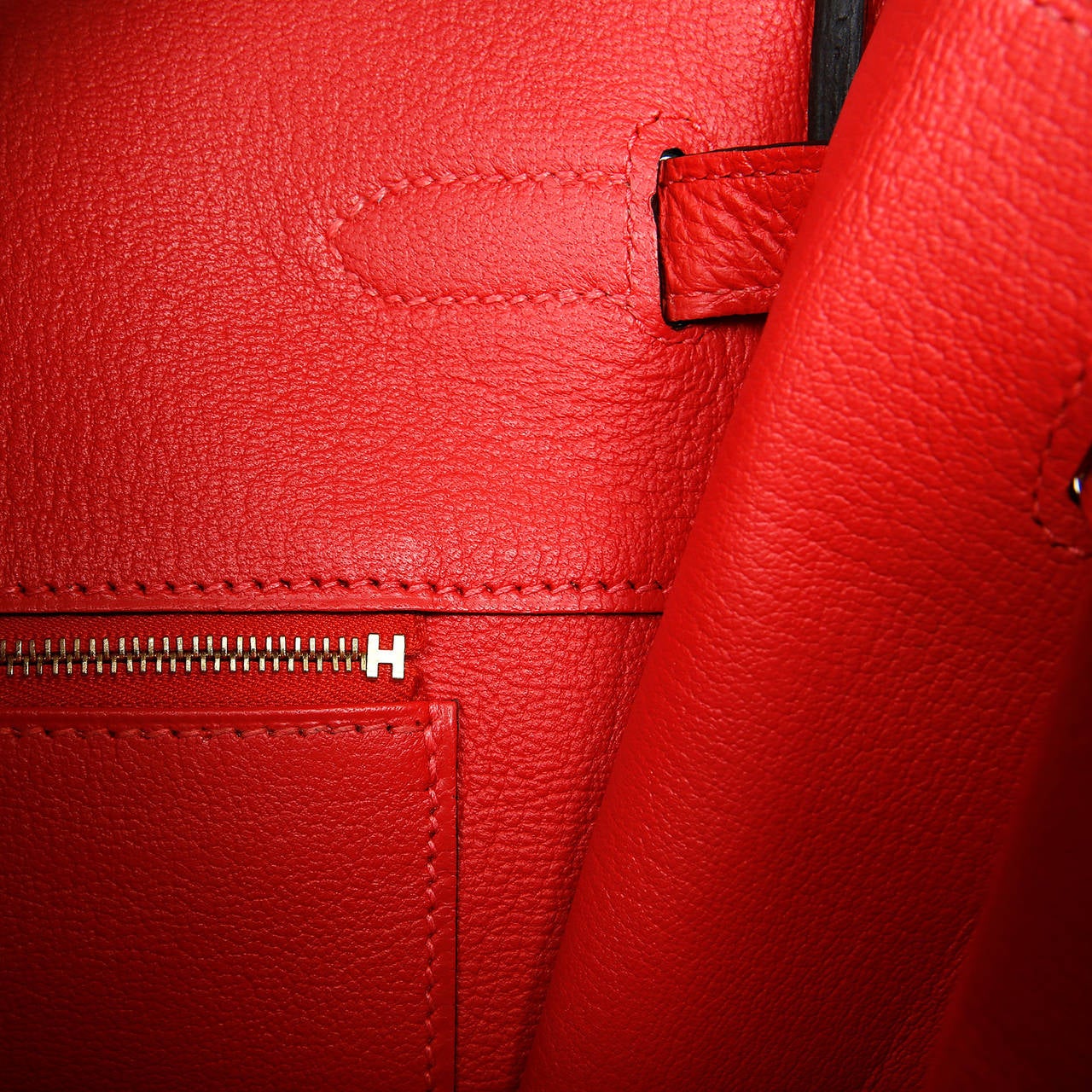 Hermes Blue Grey Red Tri Color Togo Birkin- 40 cm Horseshoe Bag 6