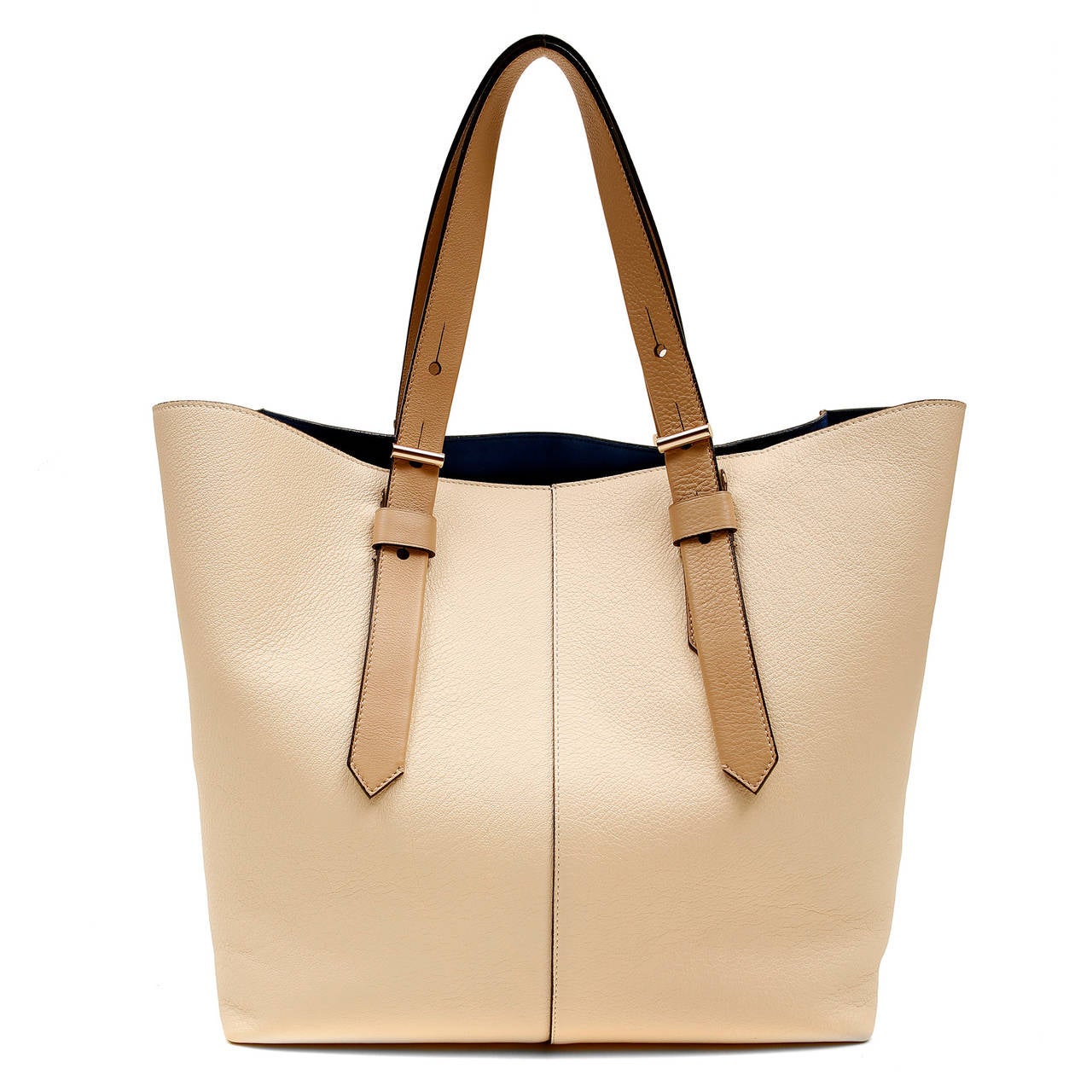 Reed Krakoff Camel Two Tone Leather Krush Tote - NEW, never carried

 The sophisticated roomy tote is perfect for professional, travel or casual chic enjoyment. 
 
Milled leather large tote is camel on the front and a lighter beige on the sides,