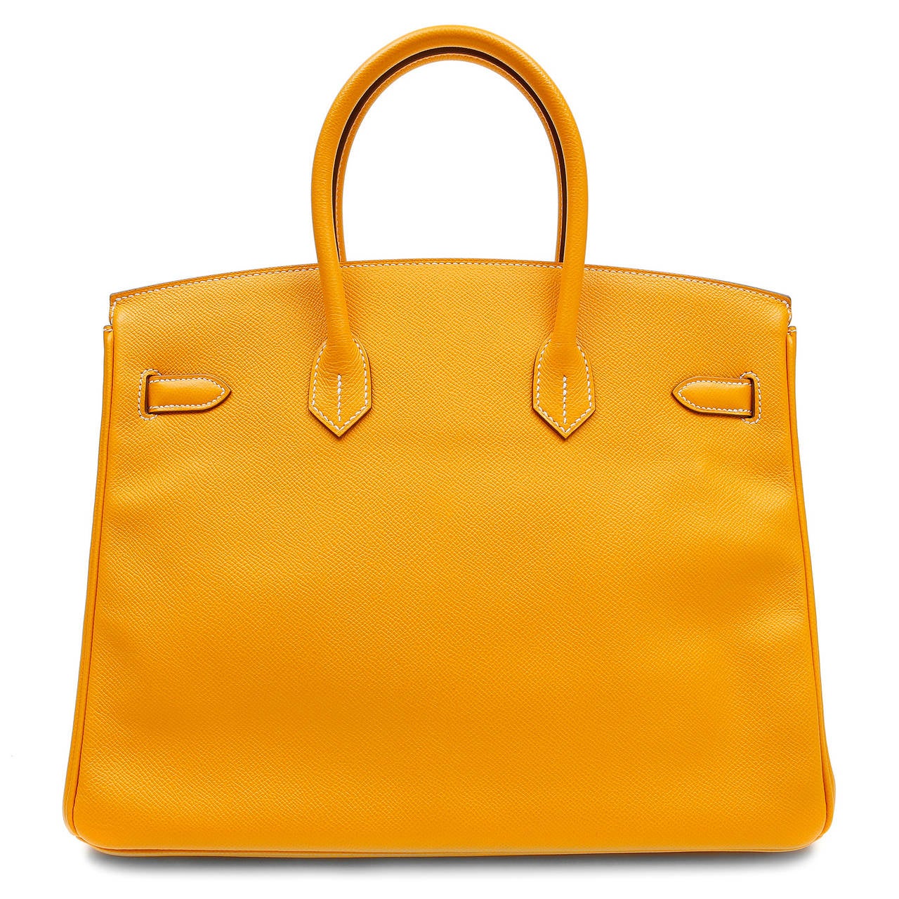 Hermès Jaune D’or Epsom Leather 35 cm Birkin- PRISTINE, Never Carried
Protective plastic is intact on the hardware
    Hand stitched by skilled craftsmen, wait lists of a year or more are commonplace for the Birkin.  The sunny lemon yellow is