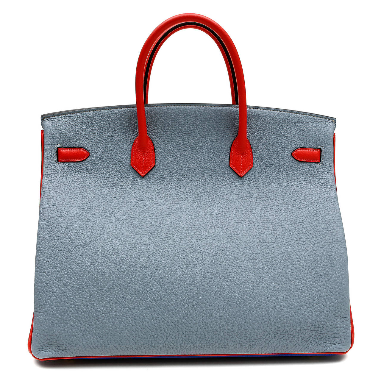Hermès Tri Color Togo 40 cm Birkin Bag-  PRISTINE unworn condition with plastic intact on the hardware.  
Specially ordered as indicated by the horseshoe stamp, this one of a kind Birkin is a stunning collectible. 
 
Waitlists exceeding a year