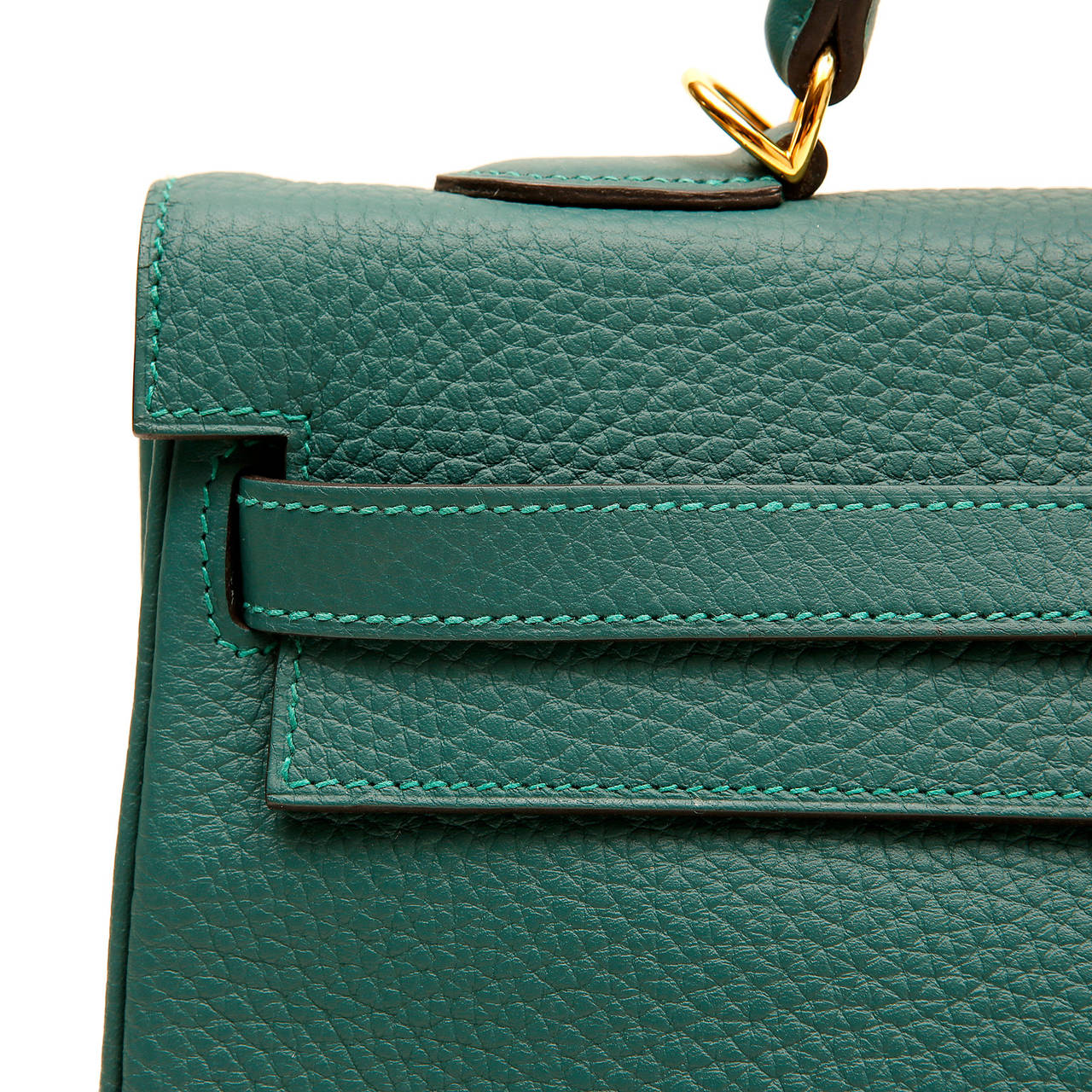 Women's Hermes Malachite Green Togo 35 cm Kelly Bag