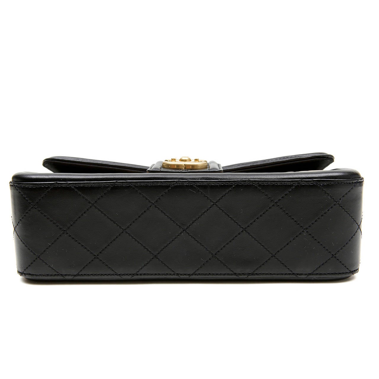 Women's Chanel Beige Leather Black Trim Flap Bag