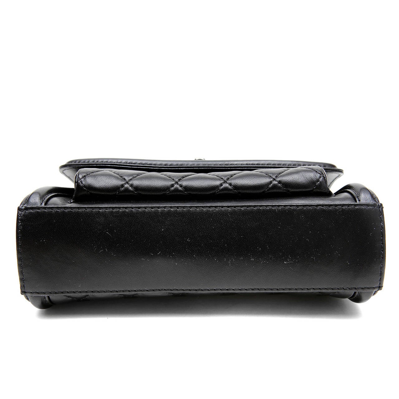 Women's Chanel Black Leather Medium Flap Bag with Silver Hardware