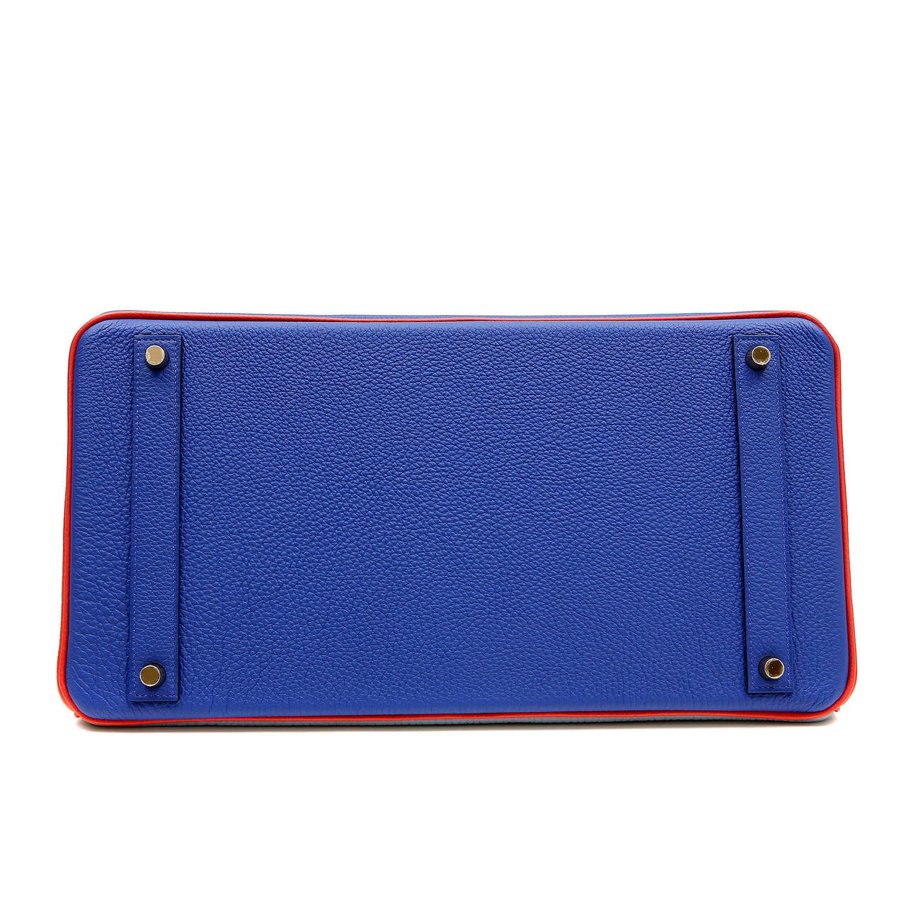 Women's Hermes Blue Grey Red Tri Color Togo Birkin- 40 cm Horseshoe Bag